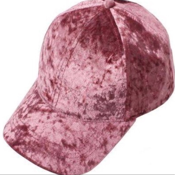 Accessories - Rose Gold Pink Crushed Velvet Baseball Cap